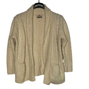 Carraig Donn Merino Wool Cable Knit Cardigan Sz SM Fisherman Chunky Ireland